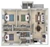 Ashton Fairfax Square 3 bedroom 2 bath furnished floor plan apartment in Fairfax VA Ashton Fairfax Square 3 bedroom 2 bath furnished floor plan apartment in Fairfax VA at Fairfax Square, Fairfax, VA